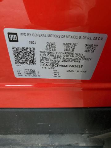 3GNKBCR45MS581818 - 2021 CHEVROLET BLAZER 2LT RED photo 13