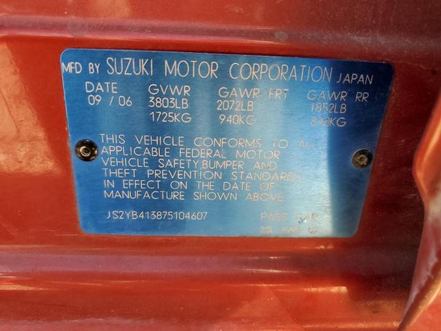 JS2YB413875104607 - 2007 SUZUKI SX4 ORANGE photo 12