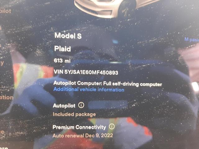 5YJSA1E60MF450893 - 2021 TESLA MODEL S თეთრი ფოტო 8