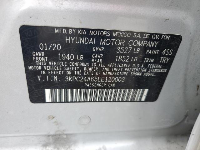 3KPC24A65LE120003 - 2020 HYUNDAI ACCENT SE SILVER photo 13