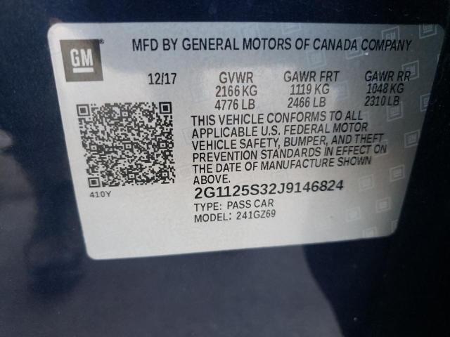 2G1125S32J9146824 - 2018 CHEVROLET IMPALA PREMIER BLUE photo 12