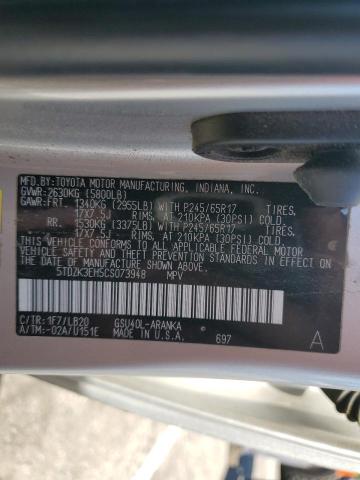 5TDZK3EH5CS073948 - 2012 TOYOTA HIGHLANDER BASE SILVER photo 13