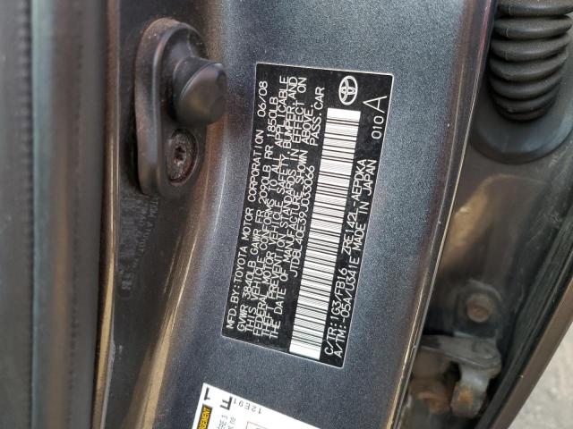 JTDBL40E39J033066 - 2009 TOYOTA COROLLA BASE GRAY photo 10