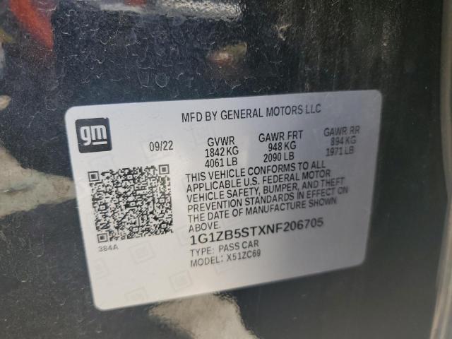 1G1ZB5STXNF206705 - 2022 CHEVROLET MALIBU LS Qara foto 12