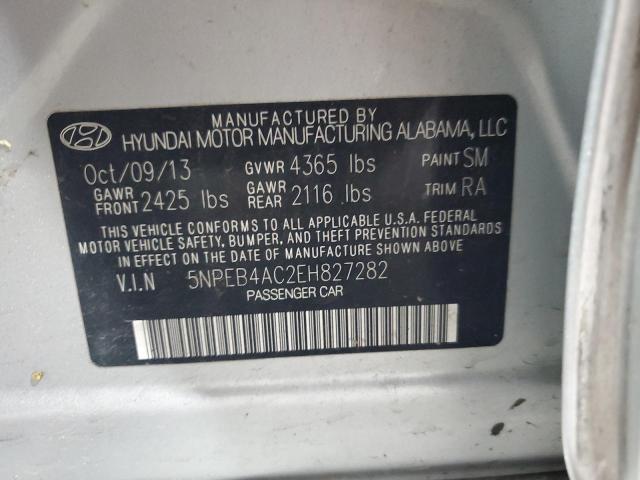 5NPEB4AC2EH827282 - 2014 HYUNDAI SONATA GLS SILVER photo 12