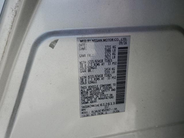 5N1DR2MN3HC612613 - 2017 NISSAN PATHFINDER S Srebrny zdjęcie 13