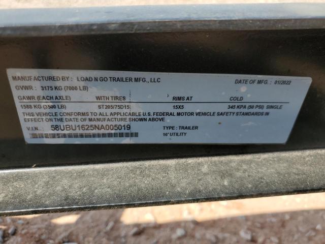 58UBU1625NA005019 - 2022 UTILITY TRAILER Qara foto 10