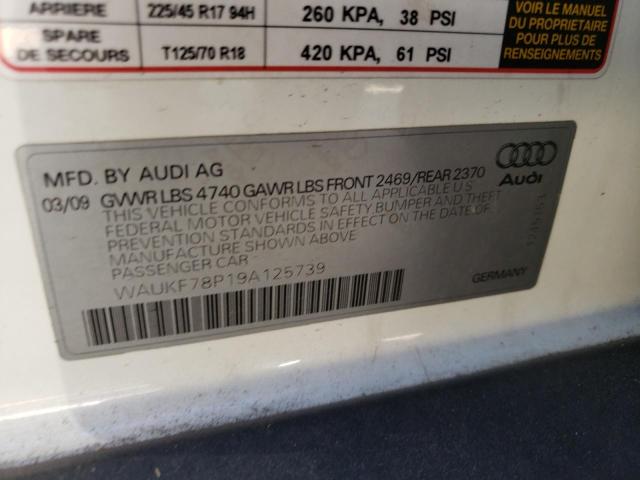 WAUKF78P19A125739 - 2009 AUDI A3 2.0T QUATTRO WHITE photo 12