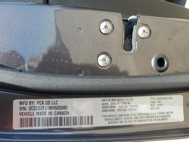 2C3CDZFJ1MH503080 - 2021 DODGE CHALLENGER R/T SCAT PACK CHARCOAL photo 12