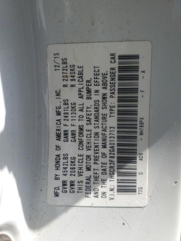 1HGCR3F82GA013713 - 2016 HONDA ACCORD EXL WHITE photo 12