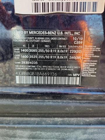 4JGBB8GB1BA669136 - 2011 MERCEDES-BENZ ML 350 4MATIC BLUE photo 13