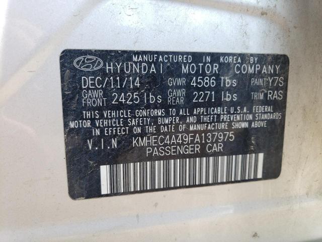 KMHEC4A49FA137975 - 2015 HYUNDAI SONATA HYBRID SILVER photo 12