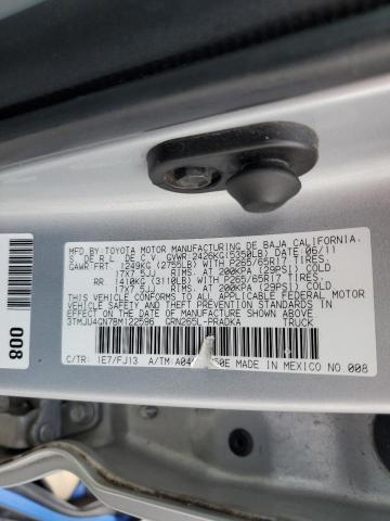 3TMJU4GN7BM122596 - 2011 TOYOTA TACOMA DOUBLE CAB PRERUNNER SILVER photo 12