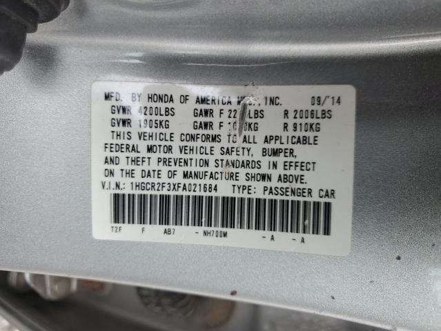 1HGCR2F3XFA021684 - 2015 HONDA ACCORD LX SILVER photo 13