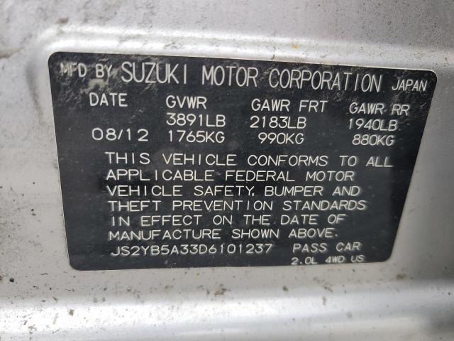 JS2YB5A33D6101237 - 2013 SUZUKI SX4 SILVER photo 12