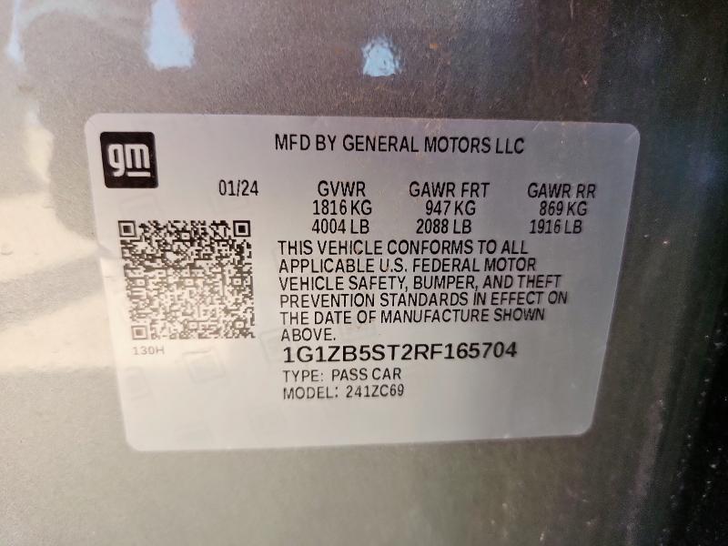 1G1ZB5ST2RF165704 - 2024 CHEVROLET MALIBU LS Grau Foto 12