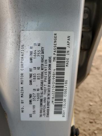 JM1BJ2210Y0199814 - 2000 MAZDA PROTEGE ES 银色 照片 12