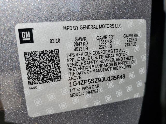 1G4ZP5SZ9JU135849 - 2018 BUICK LACROSSE ESSENCE ნაცრისფერი ფოტო 12