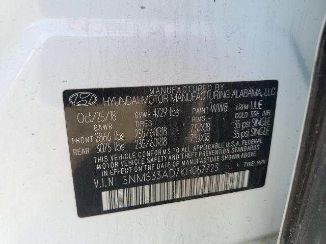 5NMS33AD7KH057723 - 2019 HYUNDAI SANTA FE SEL 白色 照片 13