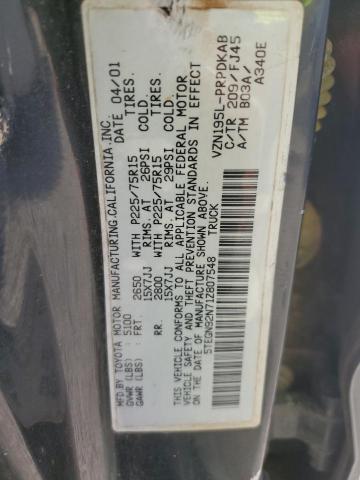 5TEGN92N71Z807548 - 2001 TOYOTA TACOMA DOUBLE CAB PRERUNNER BLACK photo 12