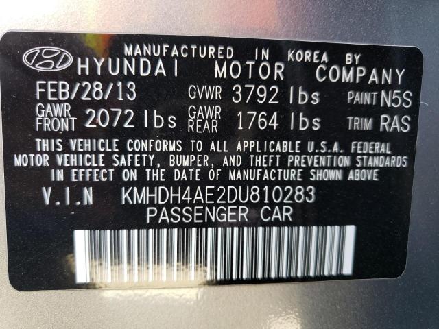 KMHDH4AE2DU810283 - 2013 HYUNDAI ELANTRA GLS GRAY photo 12