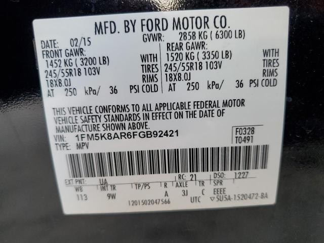 1FM5K8AR6FGB92421 - 2015 FORD EXPLORER POLICE INTERCEPTOR 黑色 照片 13