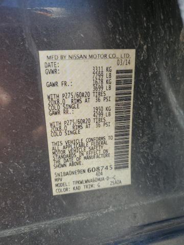 5N1BA0NE9EN608745 - 2014 NISSAN ARMADA PLATINUM SILVER photo 13