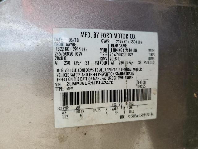 2LMPJ6LR1JBL42470 - 2018 LINCOLN MKX RESERVE Золотой фото 13