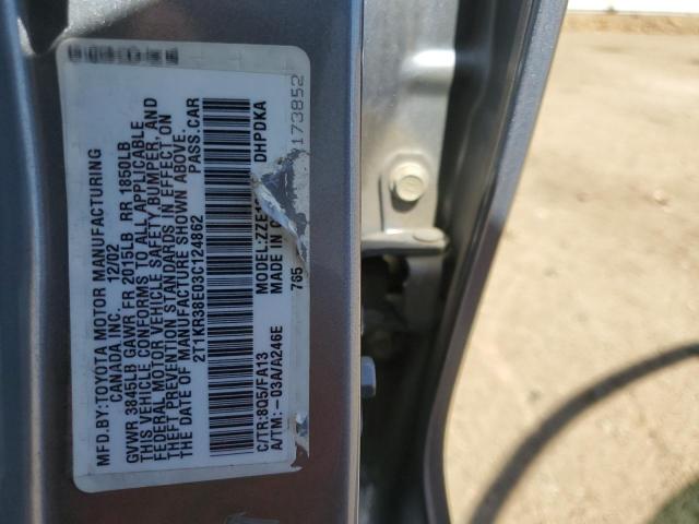 2T1KR38E03C124862 - 2003 TOYOTA COROLLA MA XR BLUE photo 12