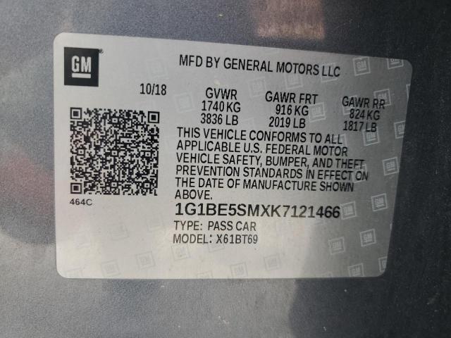 1G1BE5SMXK7121466 - 2019 CHEVROLET CRUZE LT 灰色 照片 13