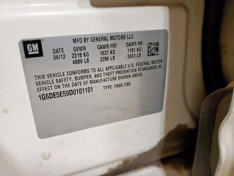 1G6DE5E59D0101101 - 2013 CADILLAC CTS LUXURY COLLECTION WHITE photo 12