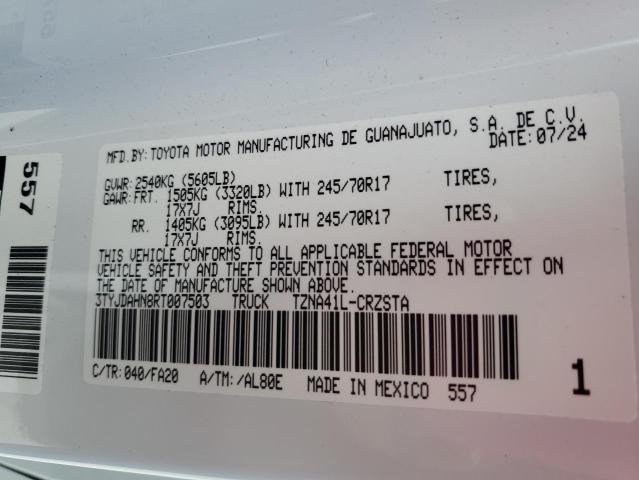 3TYJDAHN8RT007503 - 2024 TOYOTA TACOMA XTRACAB 白色 照片 12