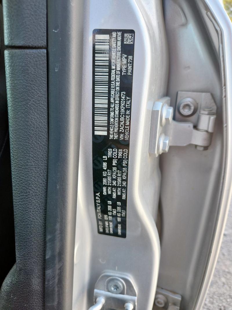 ZACNJBC19KPK01473 - 2019 JEEP RENEGADE TRAILHAWK 银色 照片 12