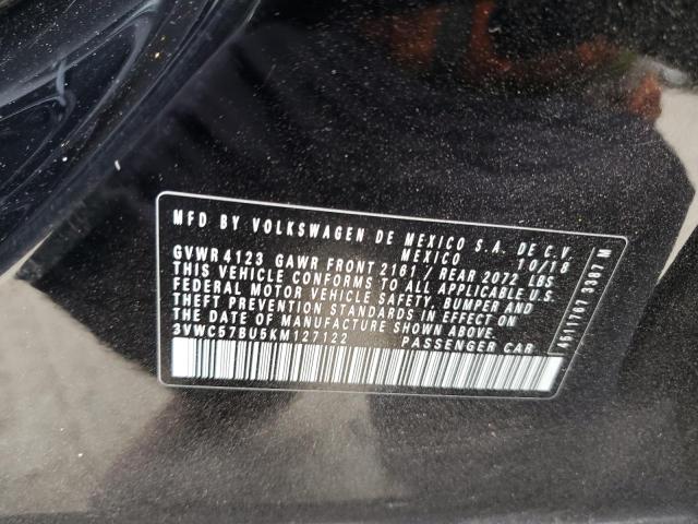 3VWC57BU5KM127122 - 2019 VOLKSWAGEN JETTA S BLACK photo 12