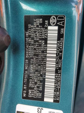 2T1BU4EE8AC381161 - 2010 TOYOTA COROLLA BASE GREEN photo 13