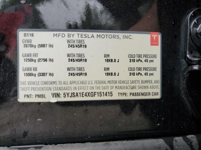 5YJSA1E4XGF151415 - 2016 TESLA MODEL S 黑色 照片 13