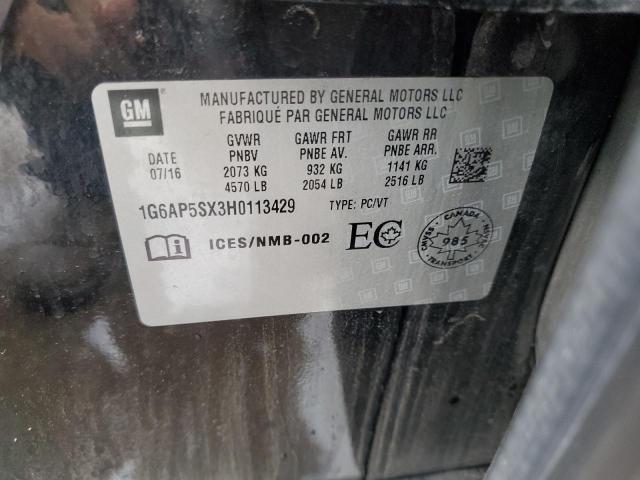 1G6AP5SX3H0113429 - 2017 CADILLAC CTS Қара фото 12