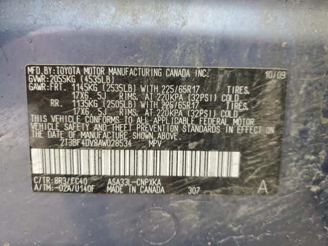 2T3BF4DV8AW028534 - 2010 TOYOTA RAV4 Mavi foto 13