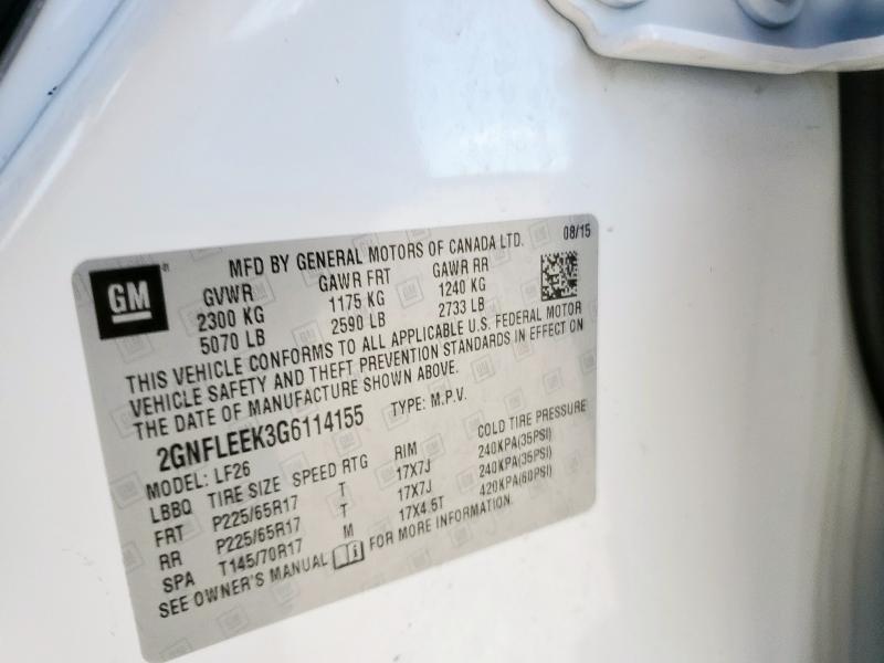 2GNFLEEK3G6114155 - 2016 CHEVROLET EQUINOX LS Ağ foto 14