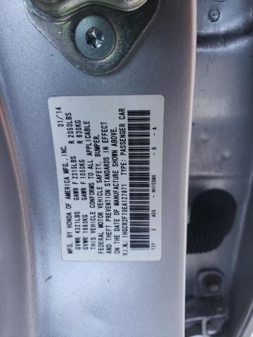 1HGCR2F70EA127871 - 2014 HONDA ACCORD EX SILVER photo 10