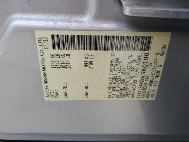 1N4AL2AP2CN580190 - 2012 NISSAN ALTIMA BASE ვერცხლისფერი ფოტო 23