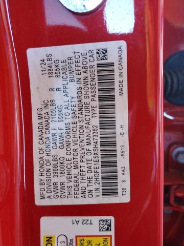 2HGFE1E5XSH473362 - 2025 HONDA CIVIC SI 红色 照片 13