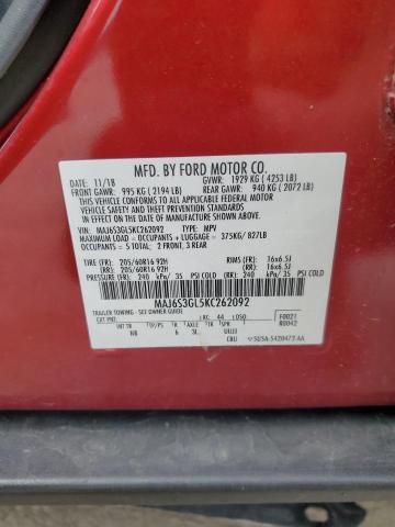 MAJ6S3GL5KC262092 - 2019 FORD ECOSPORT SE 红色 照片 13