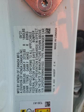 2HGFE2F56NH531833 - 2022 HONDA CIVIC SPORT 白色 照片 12