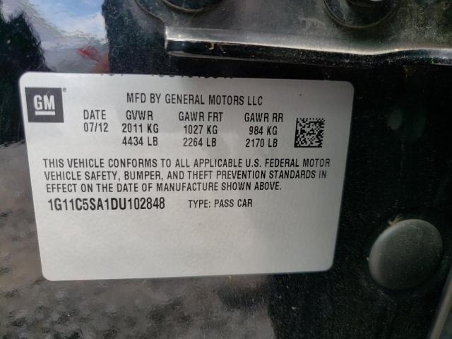 1G11C5SA1DU102848 - 2013 CHEVROLET MALIBU 1LT 黑色 照片 12