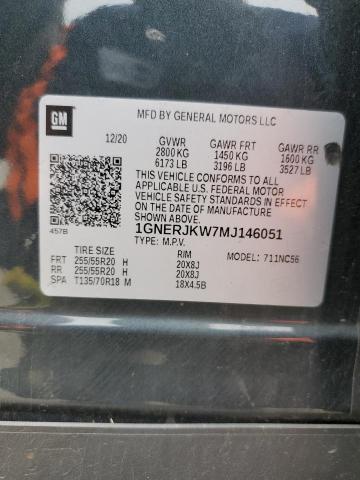 1GNERJKW7MJ146051 - 2021 CHEVROLET TRAVERSE RS GRAY photo 13