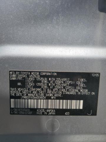 JTMBD31V366004834 - 2006 TOYOTA RAV4 LIMITED SILVER photo 14