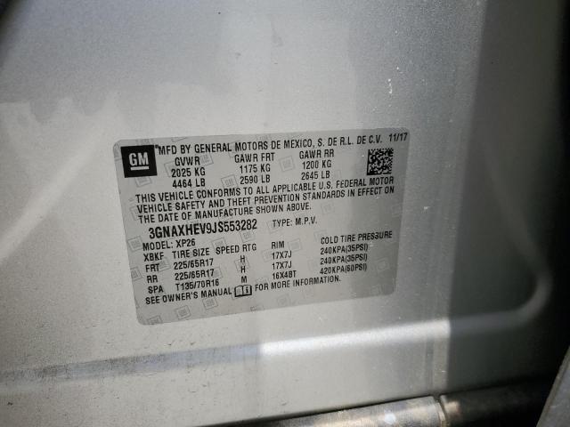 3GNAXHEV9JS553282 - 2018 CHEVROLET EQUINOX LS SILVER photo 12