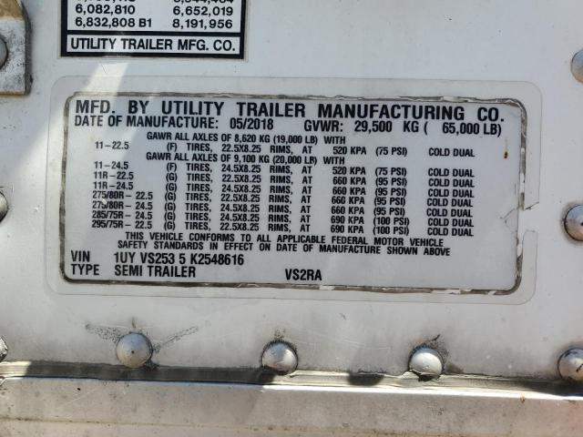 1UYVS2535K2548616 - 2019 UTILITY TRAILER WHITE photo 10