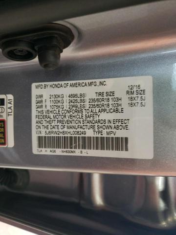 5J6RW2H8XHL008249 - 2017 HONDA CR-V EXL SILVER photo 13